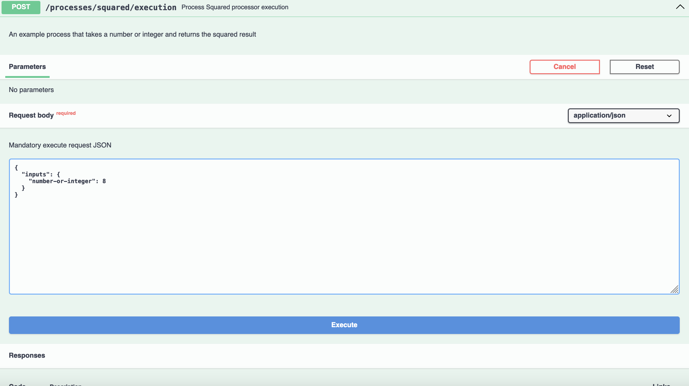 Execução do processo função squared